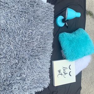 Package Deal: rug, pillows, and pic